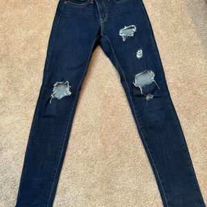 Levi's Dark Blue Distressed Skinny Jeans